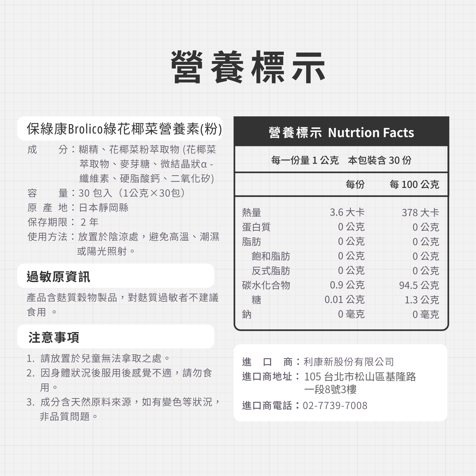 【單次購買5折起】日本Brolico抗氧化多醣體